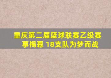 重庆第二届篮球联赛乙级赛事揭幕 18支队为梦而战